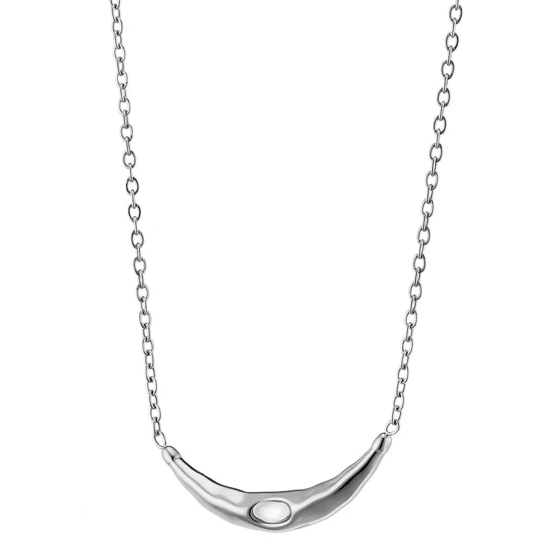 N07139G Gold Plated Steel Necklace with Green Zircon