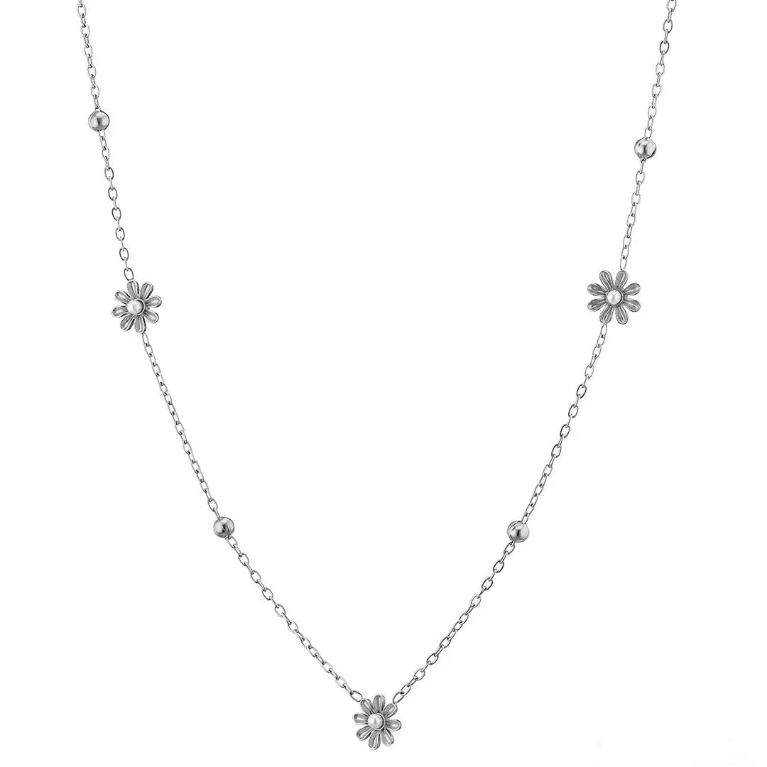 N07139G Gold Plated Steel Necklace with Green Zircon