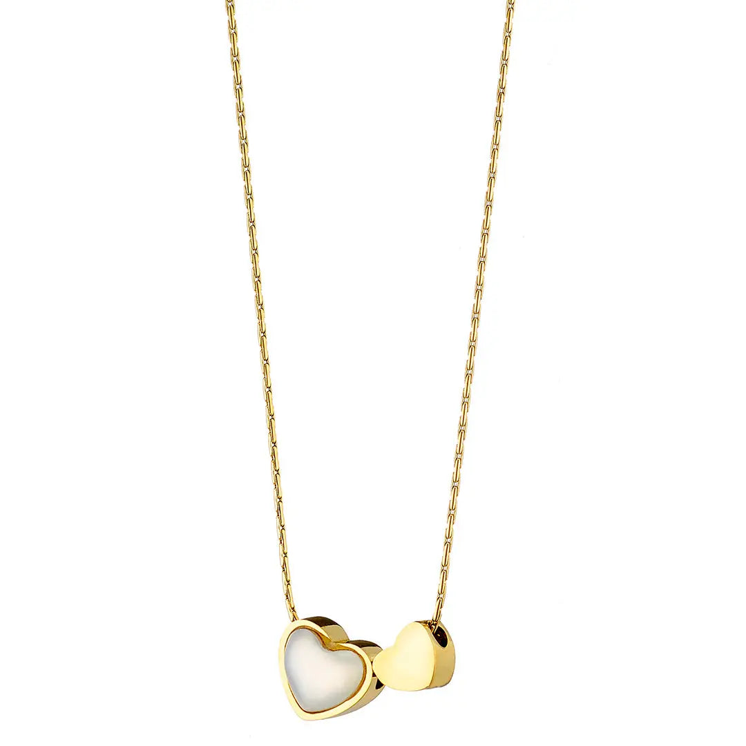 N07139G Gold Plated Steel Necklace with Green Zircon