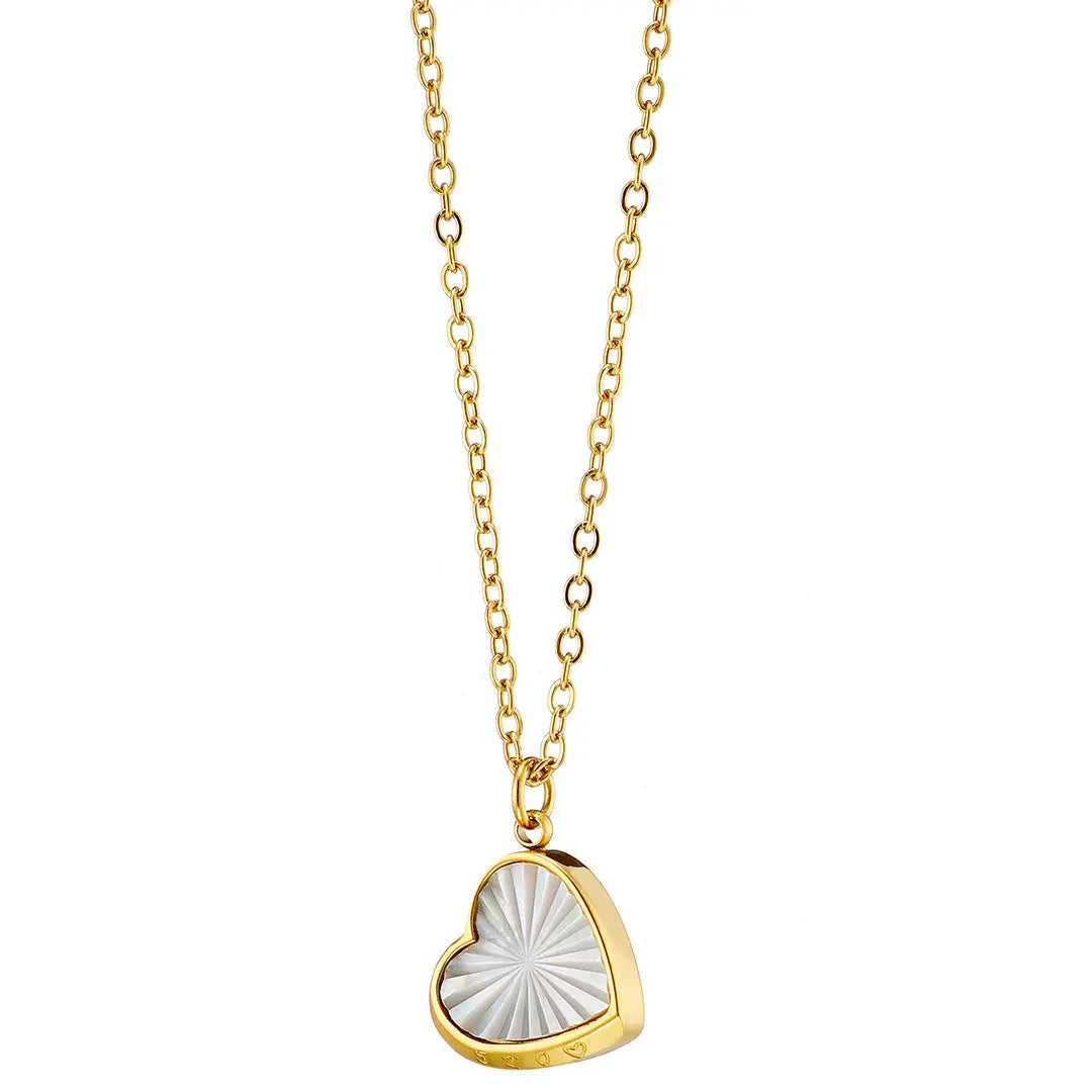 N07139G Gold Plated Steel Necklace with Green Zircon