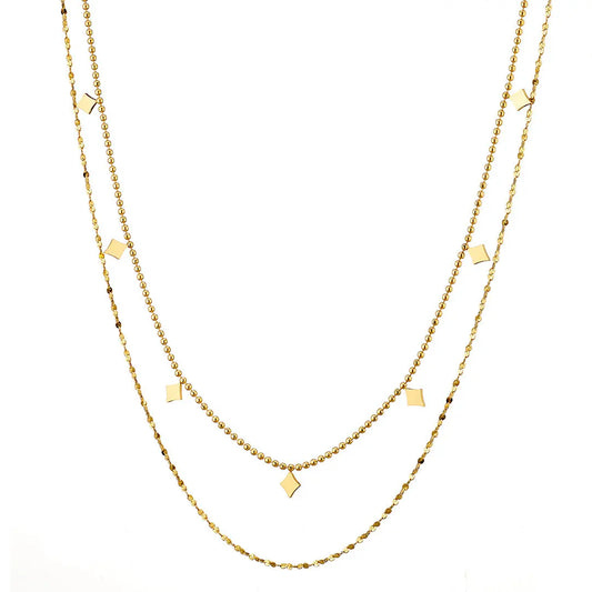 N07139G Gold Plated Steel Necklace with Green Zircon