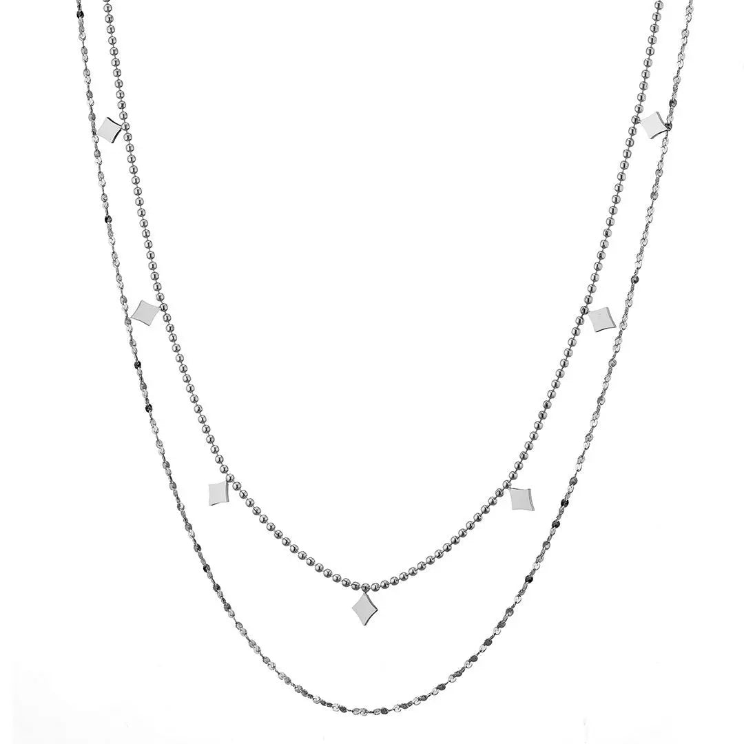 N07139G Gold Plated Steel Necklace with Green Zircon