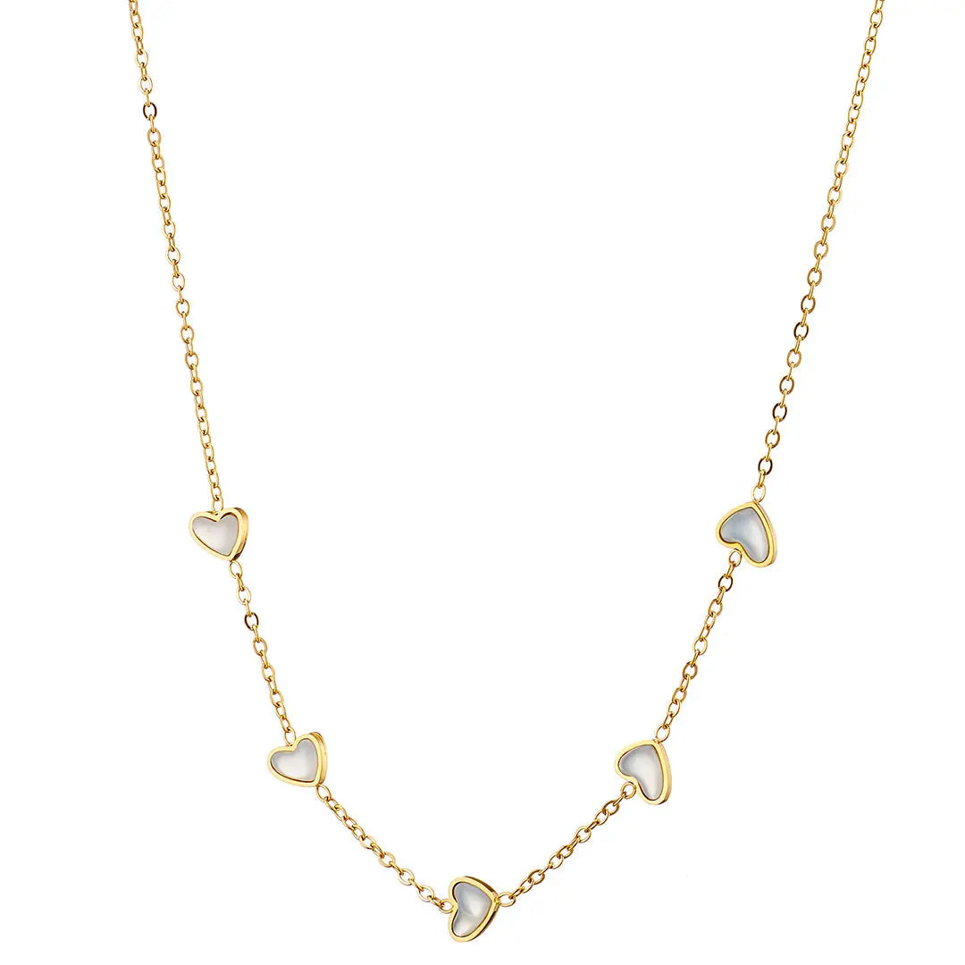 N07139G Gold Plated Steel Necklace with Green Zircon