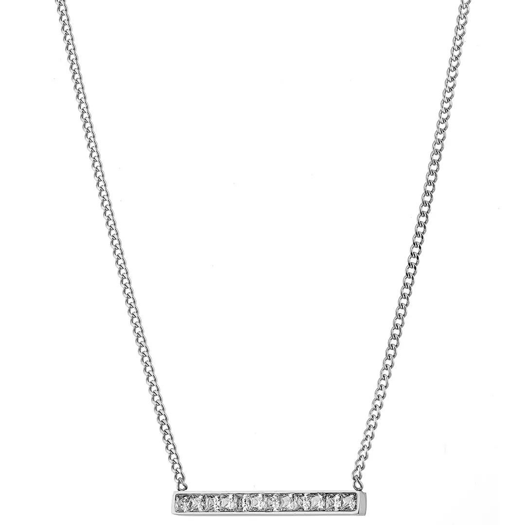 N07139G Gold Plated Steel Necklace with Green Zircon