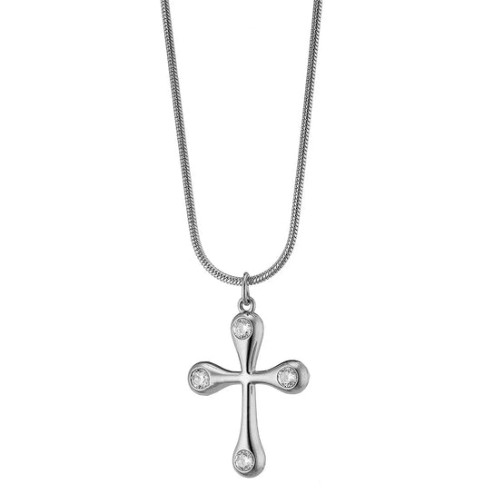 Κολιέ N07358W Από Ανοξείδωτο Ατσάλι με Σταυρό
