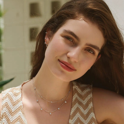 GM220W Zircon Heart Necklace In Platinum Plated Silver