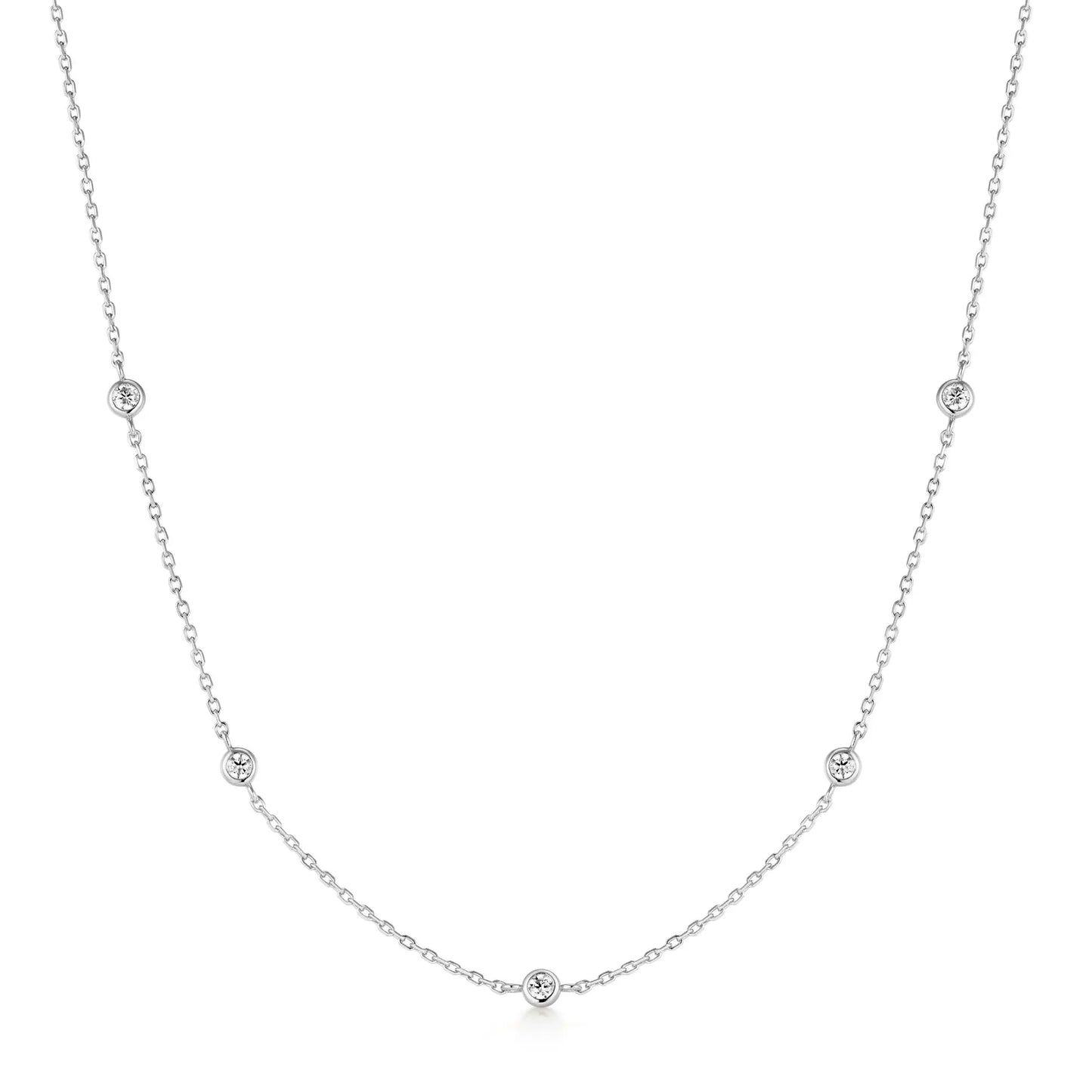 GM220W Zircon Heart Necklace In Platinum Plated Silver