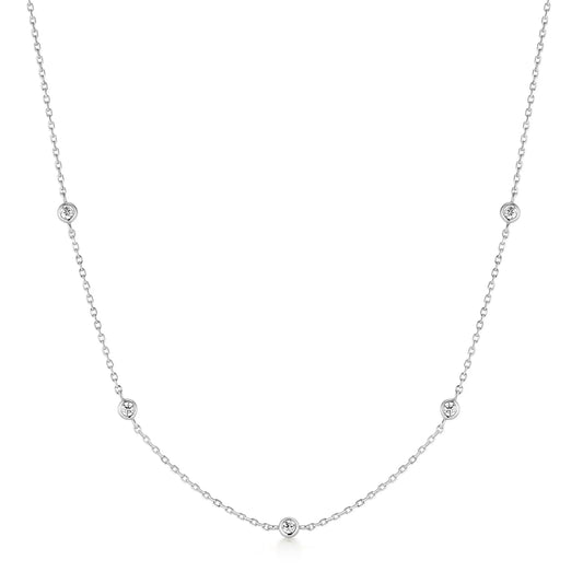 GM220W Zircon Heart Necklace In Platinum Plated Silver