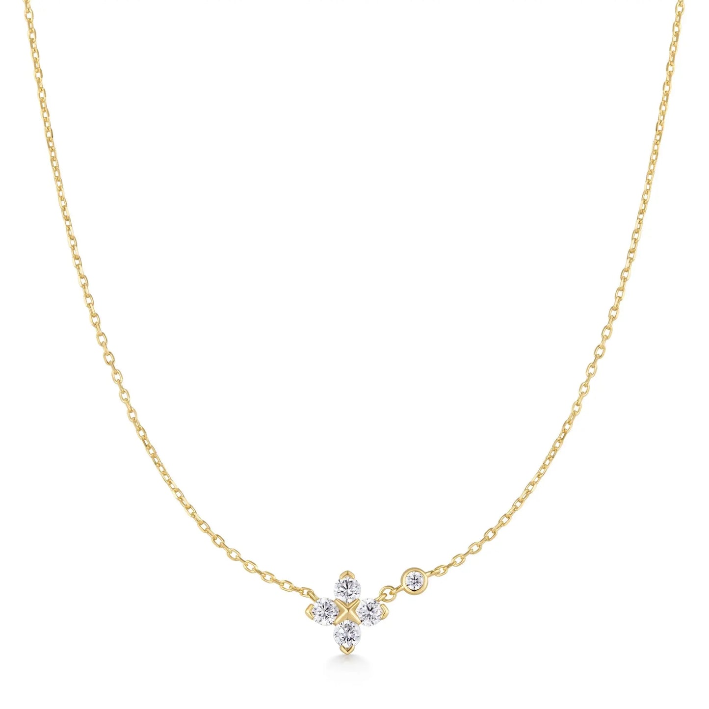 GM220W Zircon Heart Necklace In Platinum Plated Silver