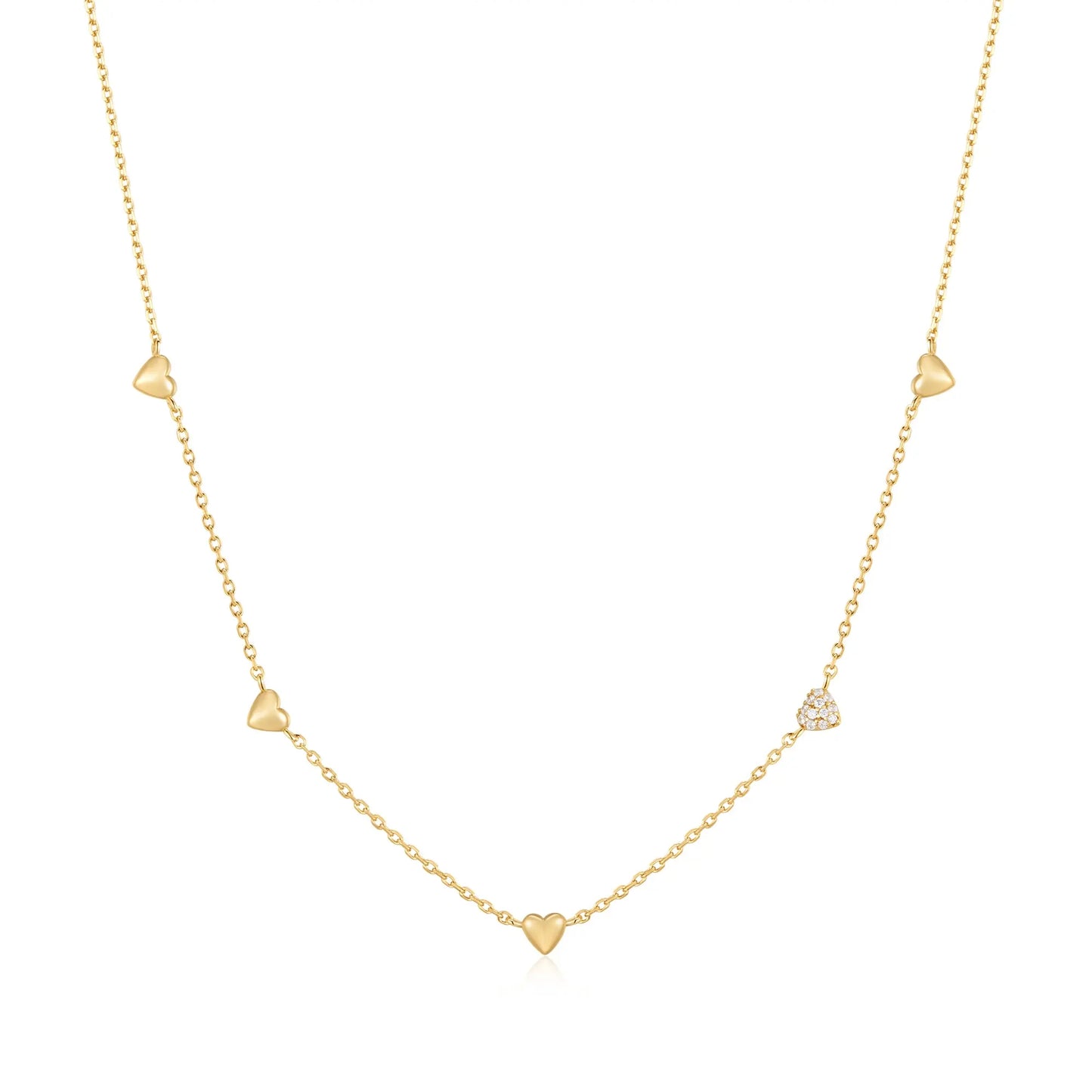 GM220W Zircon Heart Necklace In Platinum Plated Silver