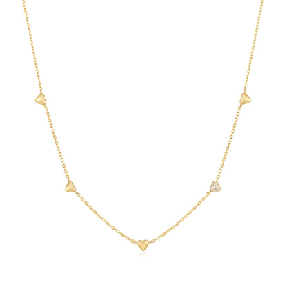 GM220W Zircon Heart Necklace In Platinum Plated Silver