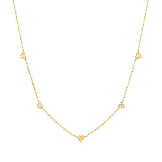 Ania Haie N074-05G Κολιέ Pavé Puffed Heart Από Επιχρυσωμένο Ασήμι