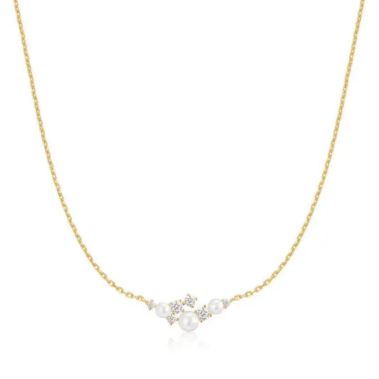 GM220W Zircon Heart Necklace In Platinum Plated Silver