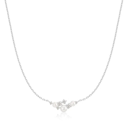 GM220W Zircon Heart Necklace In Platinum Plated Silver