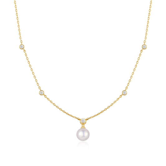 GM220W Zircon Heart Necklace In Platinum Plated Silver