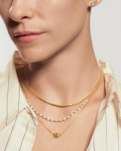 Ania Haie N076-01G Κολιέ Organic Dome Pebble Από Επιχρυσωμένο Ασήμι