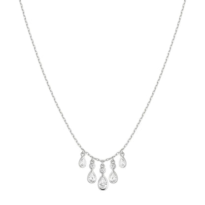 GM220W Zircon Heart Necklace In Platinum Plated Silver