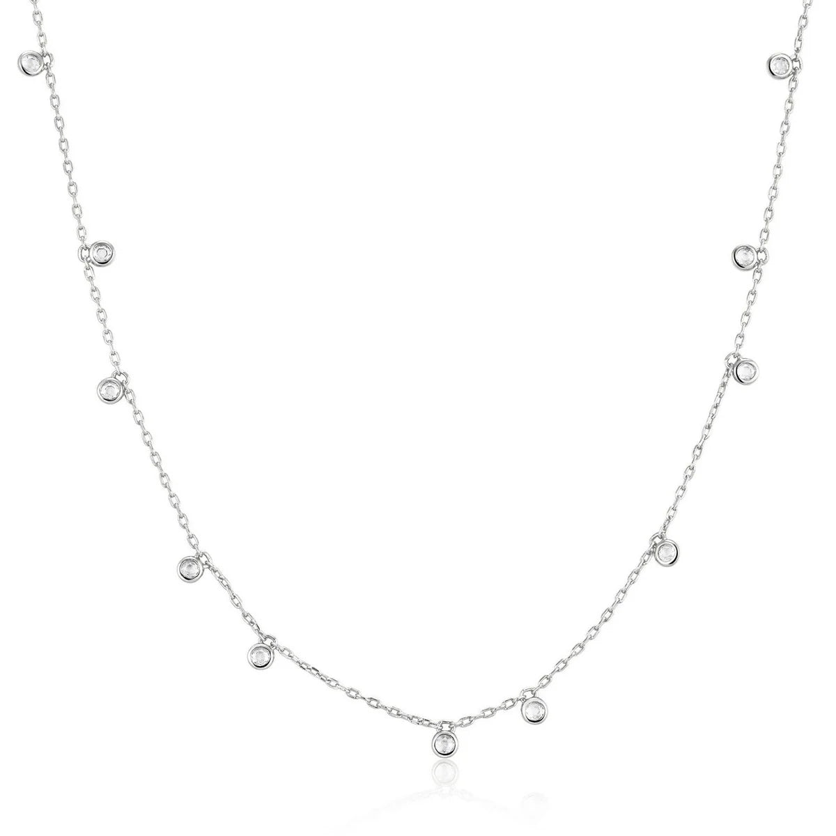 GM220W Zircon Heart Necklace In Platinum Plated Silver