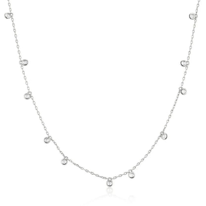 GM220W Zircon Heart Necklace In Platinum Plated Silver