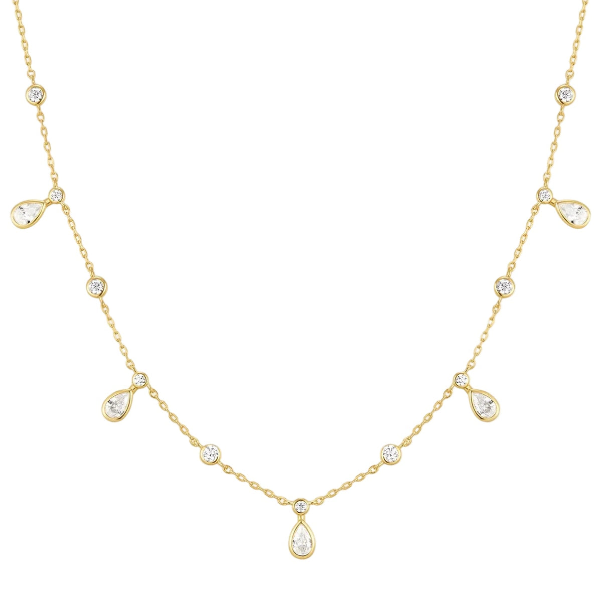 GM220W Zircon Heart Necklace In Platinum Plated Silver