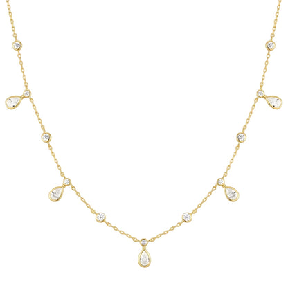 GM220W Zircon Heart Necklace In Platinum Plated Silver