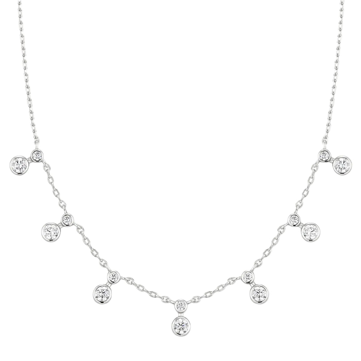 Ania Haie N076-10H Κολιέ Graduated Bezel Round Drop Station Από Επιπλατινωμένο Ασήμι
