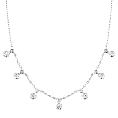 Ania Haie N076-10H Κολιέ Graduated Bezel Round Drop Station Από Επιπλατινωμένο Ασήμι
