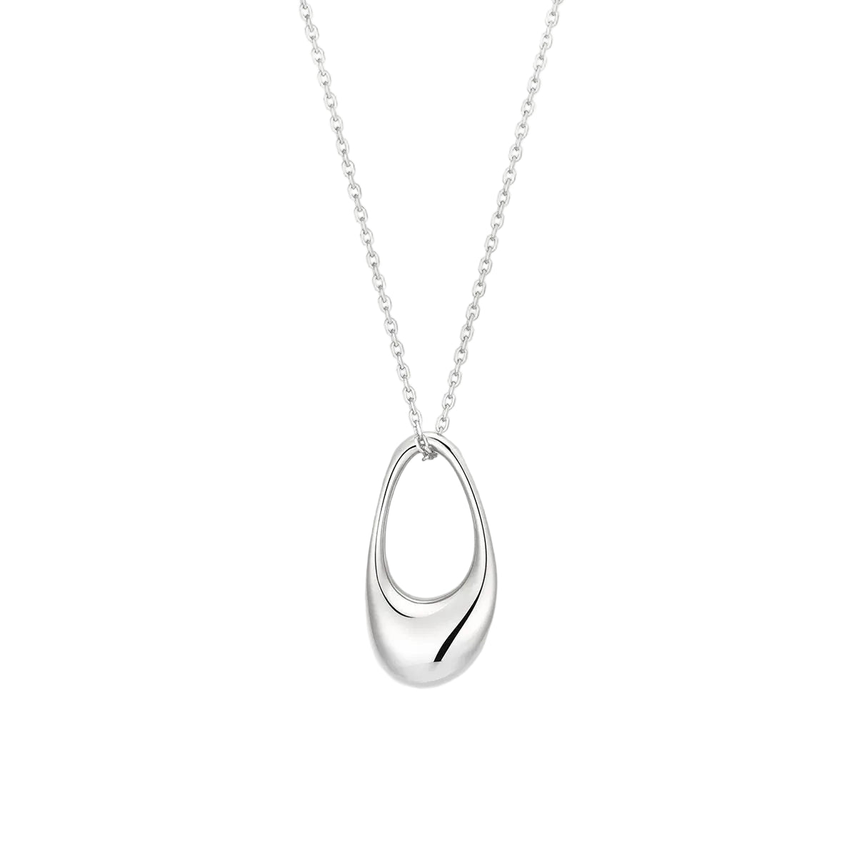 GM220W Zircon Heart Necklace In Platinum Plated Silver