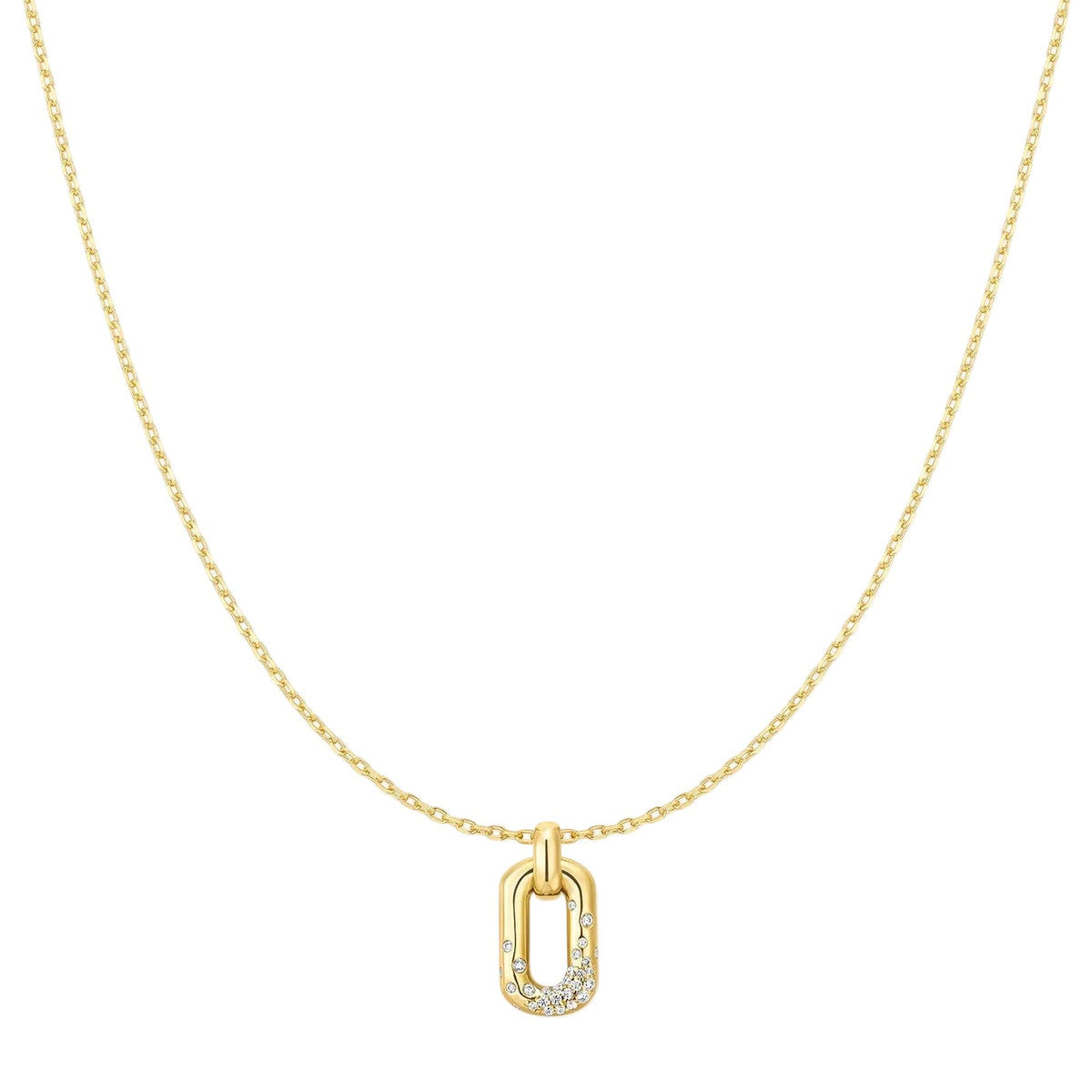 GM220W Zircon Heart Necklace In Platinum Plated Silver