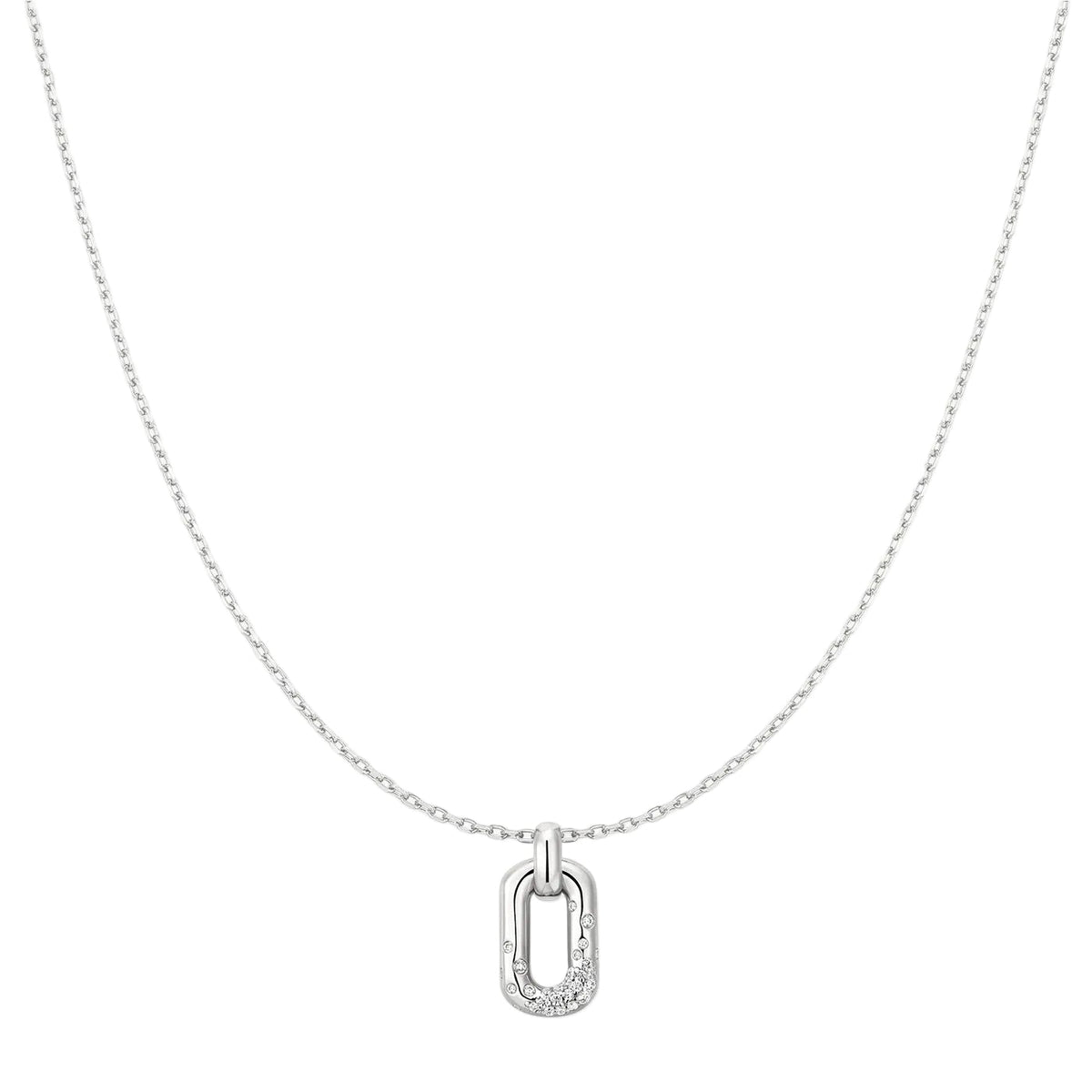 Ania Haie N076-13H Κολιέ Sparkling Oval Hoop Από Επιπλατινωμένο Ασήμι