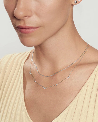 GM220W Zircon Heart Necklace In Platinum Plated Silver