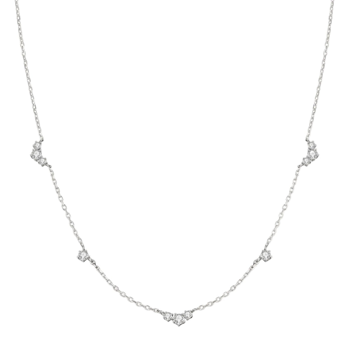 GM220W Zircon Heart Necklace In Platinum Plated Silver