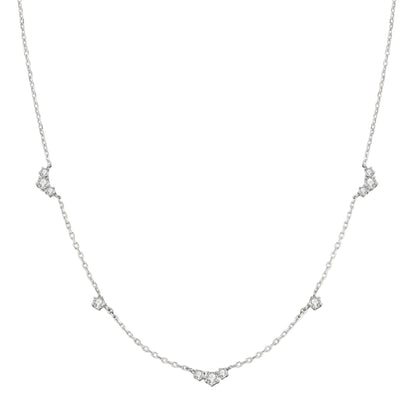GM220W Zircon Heart Necklace In Platinum Plated Silver