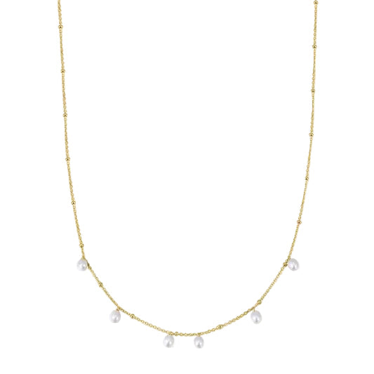 Ania Haie N080-05G Κολιέ Alternating Pearl & Bead Station Από Επιχρυσωμένο Ασήμι