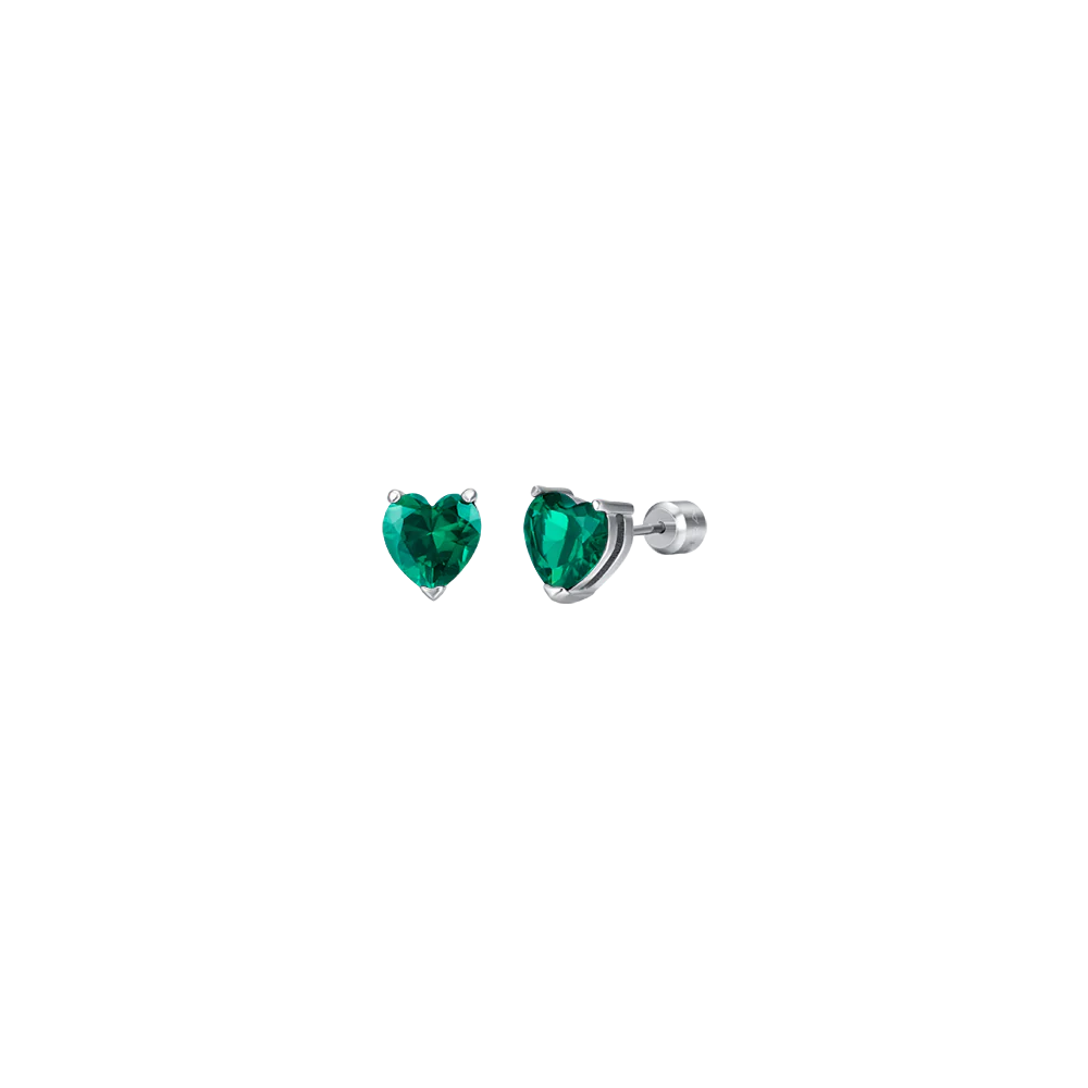 Luca Barra OK1089 Steel Heart Stud Earrings