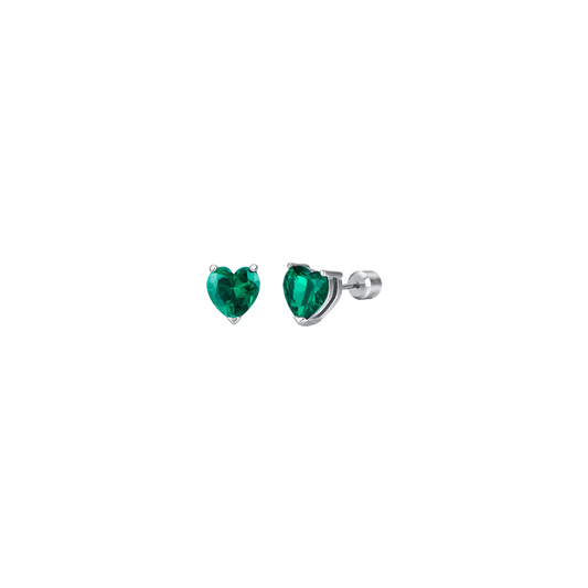 Luca Barra OK1089 Steel Heart Stud Earrings