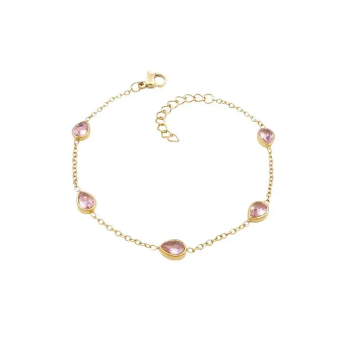 Puppis PUB85383G Gold Plated Steel Bracelet with White Zircon