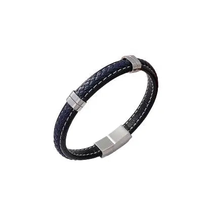Puppis PUB22391S Ανδρικό Βραχιόλι Με Μπλε Δέρμα και Ατσάλι