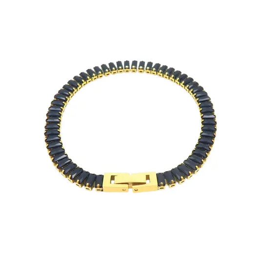 Puppis PUB85383G Gold Plated Steel Bracelet with White Zircon