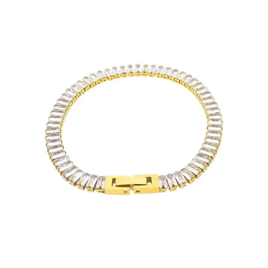 Puppis PUB85383G Gold Plated Steel Bracelet with White Zircon