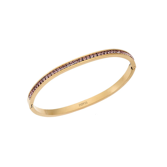 Puppis PUB85383G Gold Plated Steel Bracelet with White Zircon