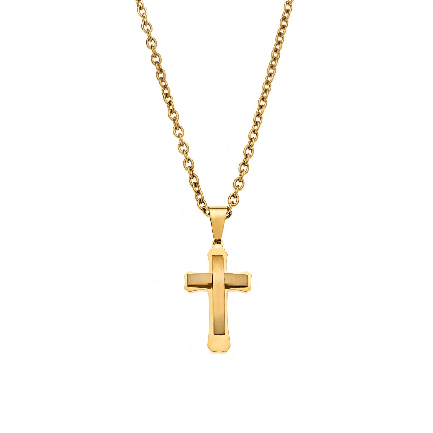 Puppis PUP99009G Σταυρός Ανδρικός Από Επιχρυσωμένο Ατσάλι