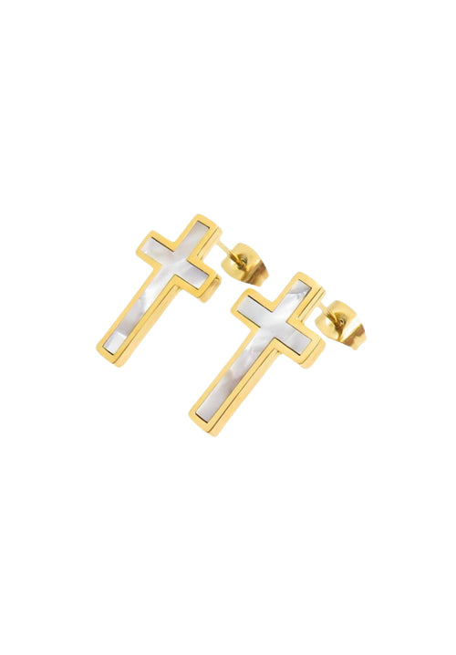 Puppis PUW01660G Gold Plated Steel Cube Earrings