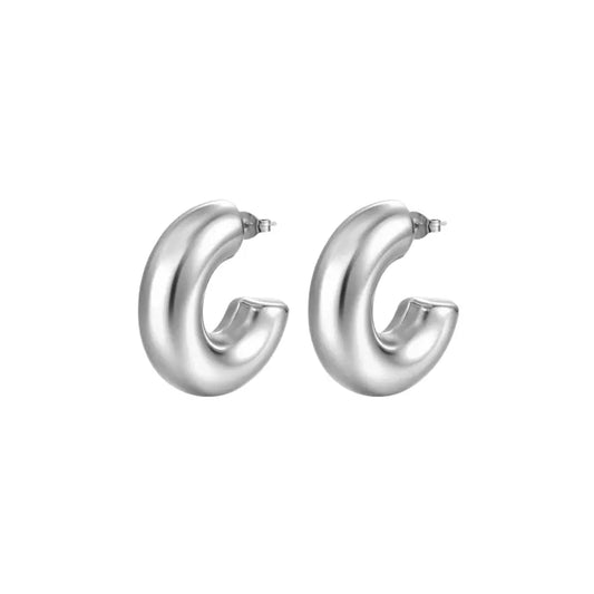 Puppis PUW89019G Gold Plated Steel Hoop Earrings