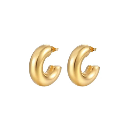 Puppis PUW89019G Gold Plated Steel Hoop Earrings