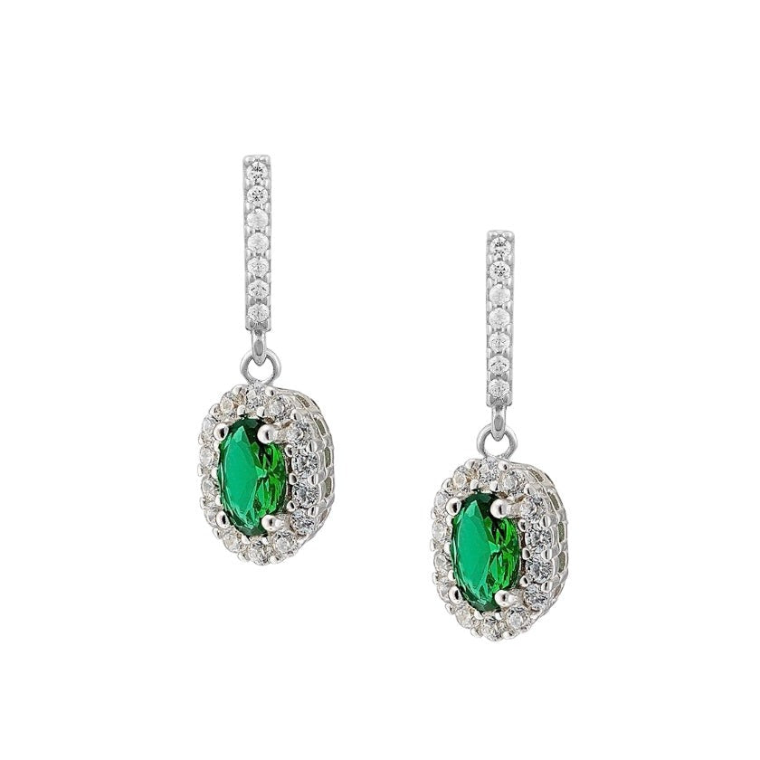 GM3500W Dangle Earrings in Platinum Plated Silver with Zirconia