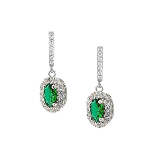 GM3500W Dangle Earrings in Platinum Plated Silver with Zirconia