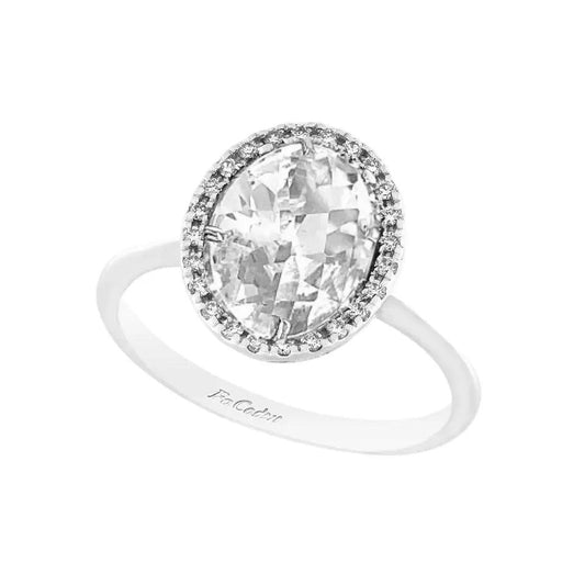 FaCad'oro RΙ-343WS Ροζέτα από Επιπλατινωμένο Ασήμι με Λευκά Ζιργκόν