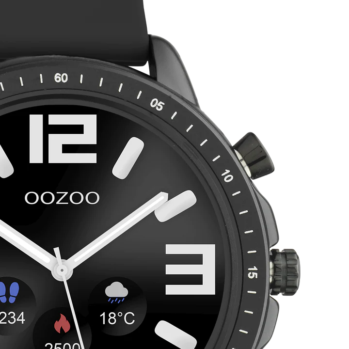 OOZOO Q00304 45mm Smartwatch Black Rubber Strap