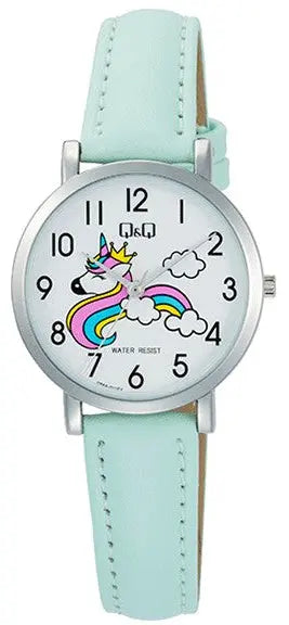 Q&Q Q58A-011PY Kids Green Leather Strap